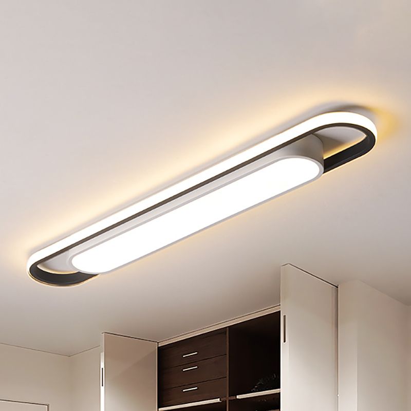 Black and White Multi-Ring Flush Lighting Modern 16"/23.5"/31.5" Wide Led Acrylic Flush Mount Lamp Fixture for Corridor in White/Warm Light