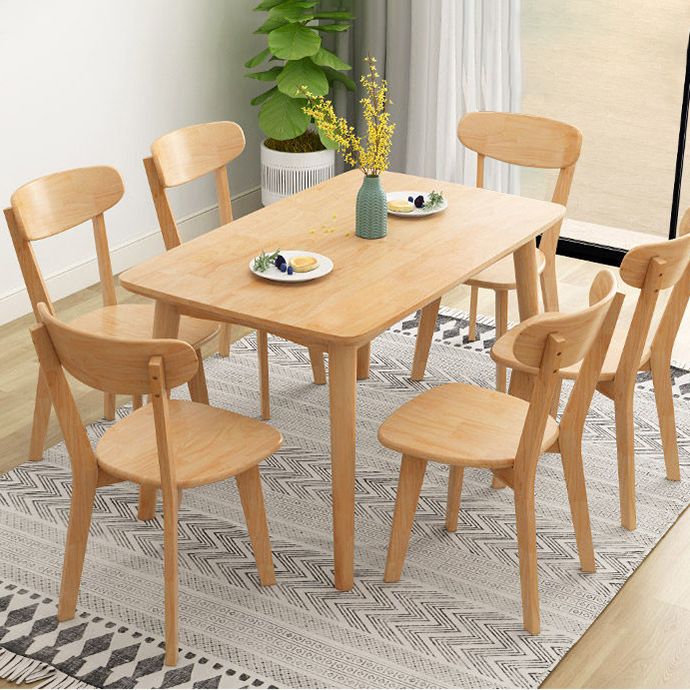 Eenvoud rechthoek eettafel eiken vaste houten tafel met 4 poten voor eetkamer