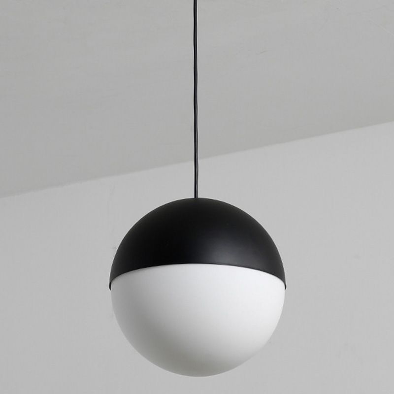 Sospensione di vetro a 1 luci a forma di sfera in bianco e nero Luce di sospensione in vetro a 1 luce per ristorante