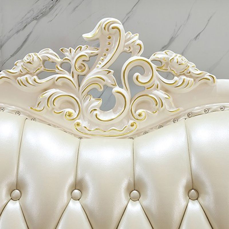 Rustic Tufted Nailhead Sectional Flared Arm Genuine Leather Sectional