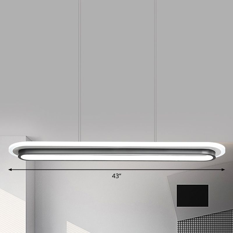 Black and White Elliptical Island Lamp Nordic Style Acrylic LED Suspension Light over Table