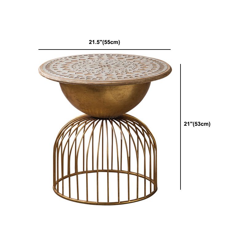 Antique Brass/Black End Table French Country Round Wood Side Table