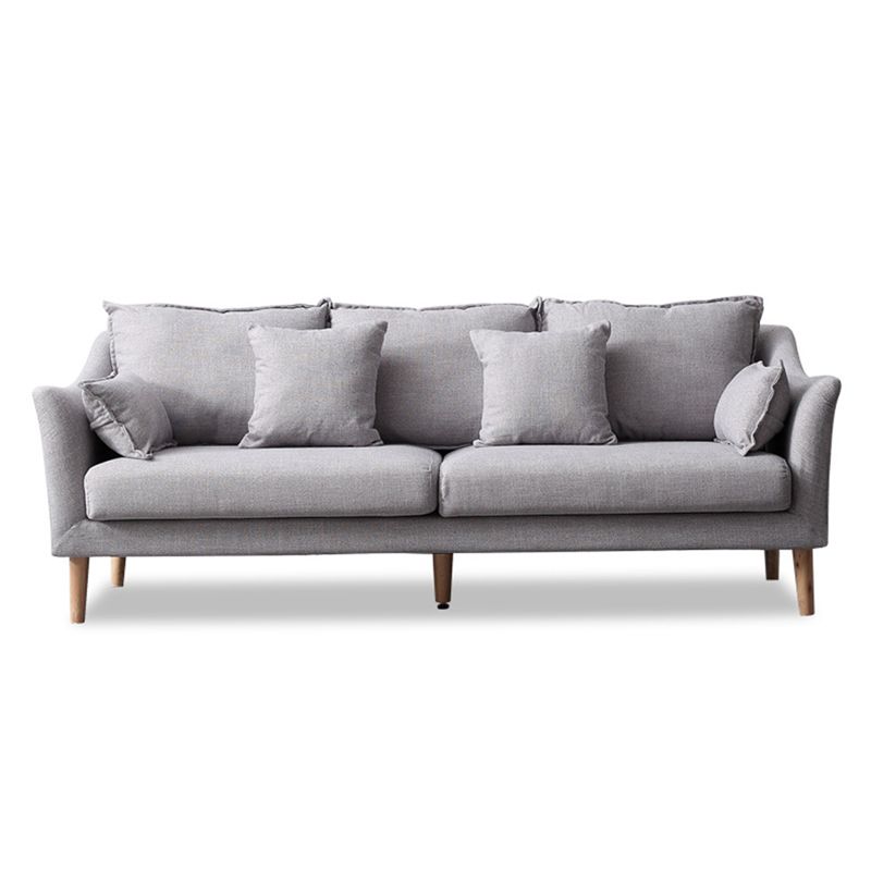 Modern Fabric Stationary Sofa 1/3-seat Flared Arm Sofa in Grey