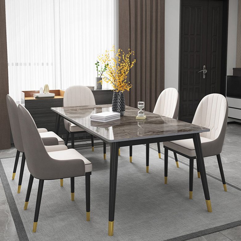 Glam Style Sintered Stone Dining Set Rectangle 1/5/6/7 Pieces Dining Set for Dining Areas