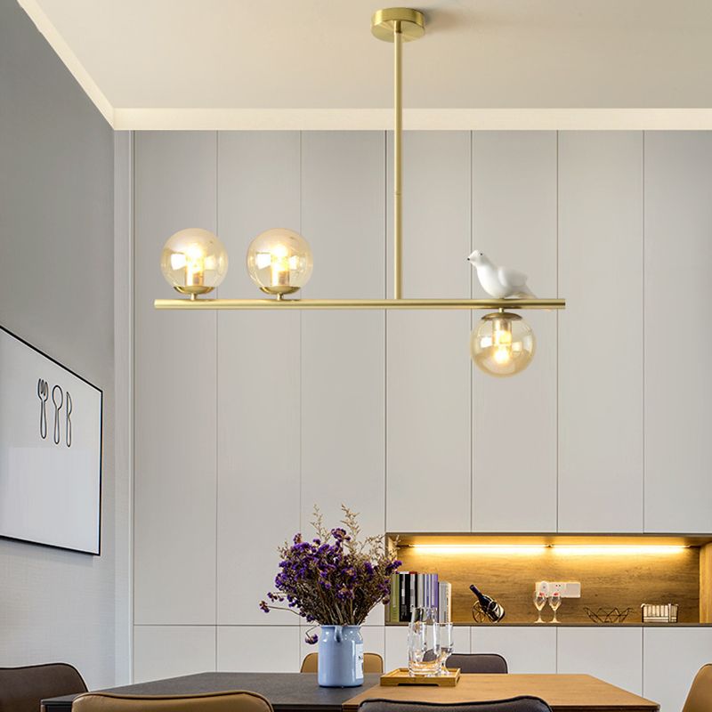Contemporary Globe Glass Hanging Pendant Lights in Gold for Dining Room