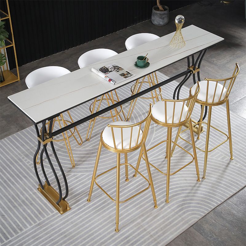 Rectangle Sintered Stone Dining Table Black and Metal Base Bar Table