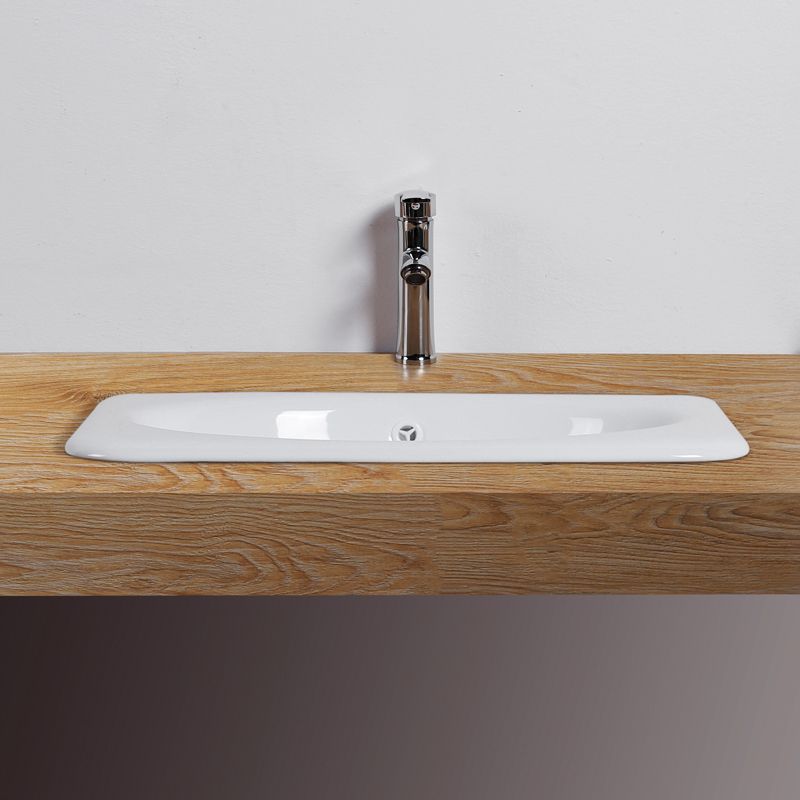 Traditional Square Wash Stand Ceramic Metal Undermount Bathroom Sink
