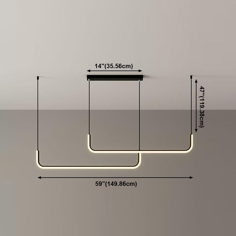 Modern Dining Chandelier Light Modern Strip Shape Pendant Light Fixture for Dining Room