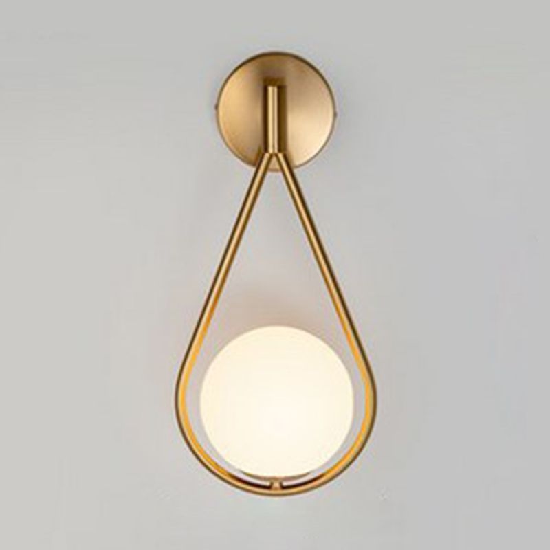 White Glass Globe Wall Light 1 Light Modern Minimalist Sconce Light for Study Living Room