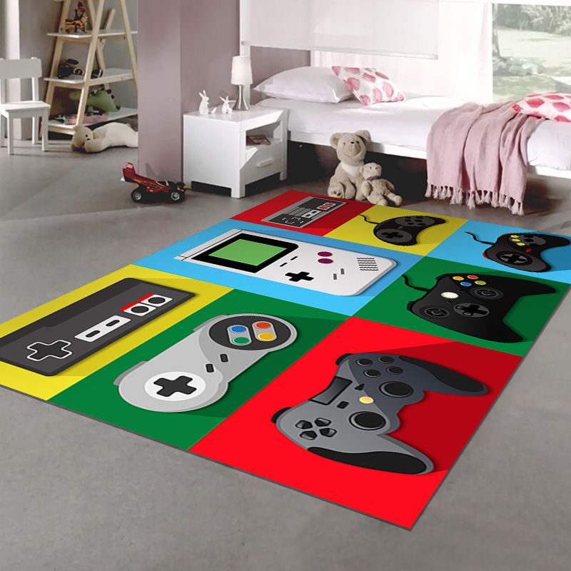 Trendy Gamepad Pattern Carpet Polyester Area Rug Stain Resistant Rug for Living Room