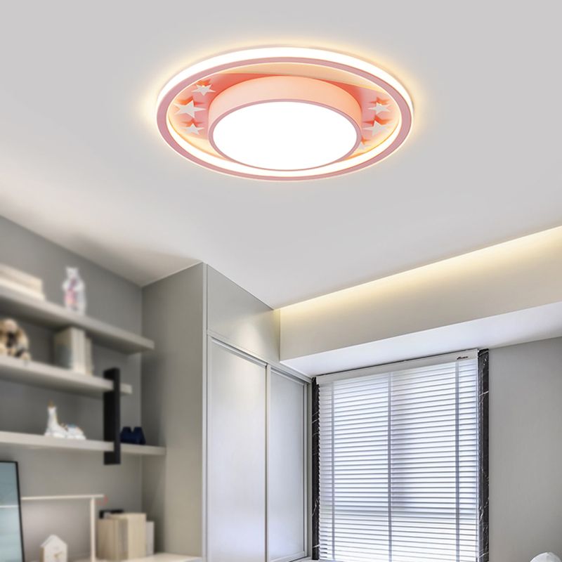 Modern Style Round Shade Ceiling Light Fixtures Metal 2 Light Ceiling Mounted Lights