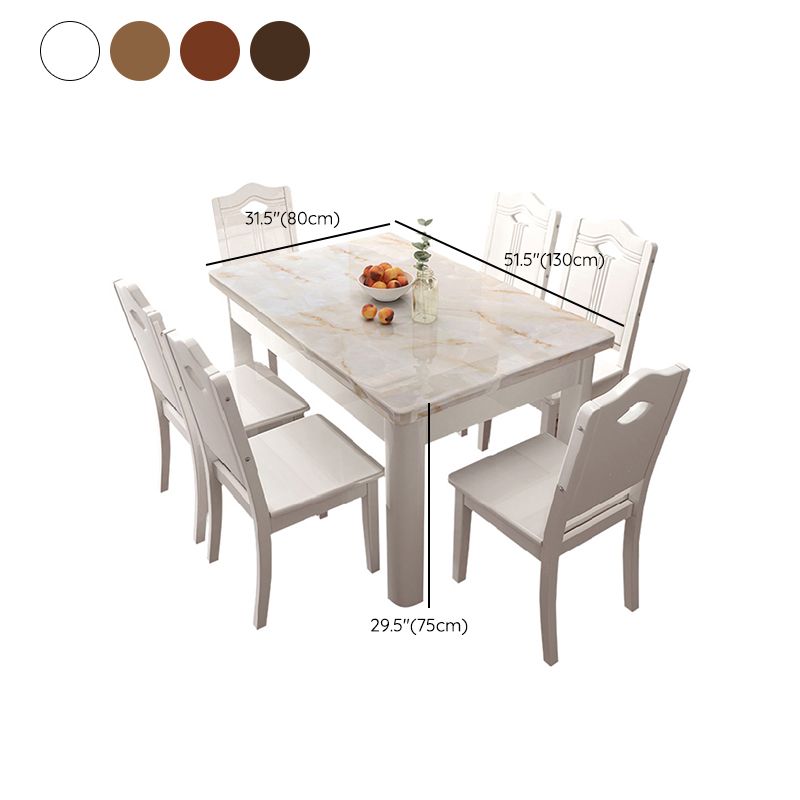 Simplicity Rectangle Dining Site Table Faux Marble Dining Room Collection with 4 Legs