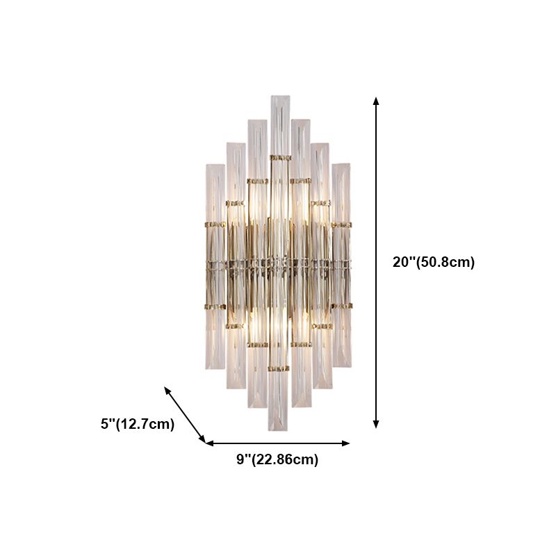 Unique Shade Crystal Wall Sconce Modern Style 2 Lights Wall Mount Lighting in Gold