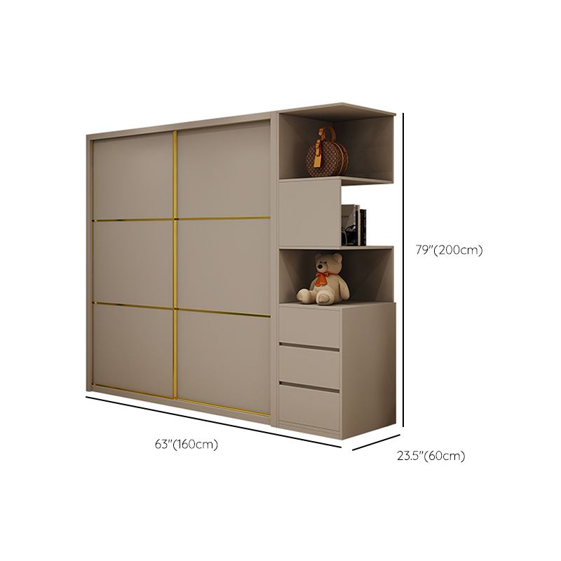Contemporary Style Wardrobe Wooden Bedroom Wardrobe Closet with Clothes Rail