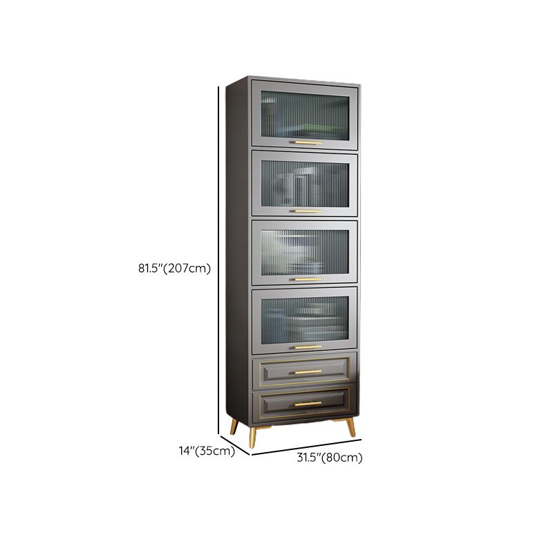 Contemporary Grey Cabinet with Glass Door and 2 Soft Close Drawers