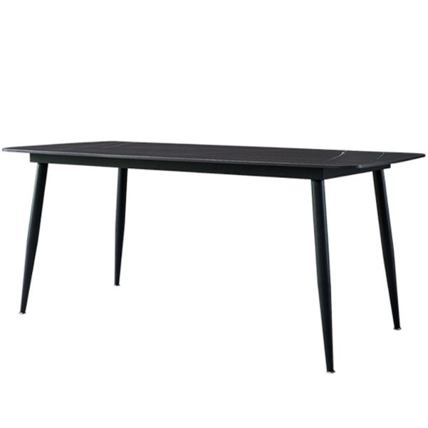 Modern Style Dining Table Rectangle Sintered Stone 4 Legs Table with Black Frame