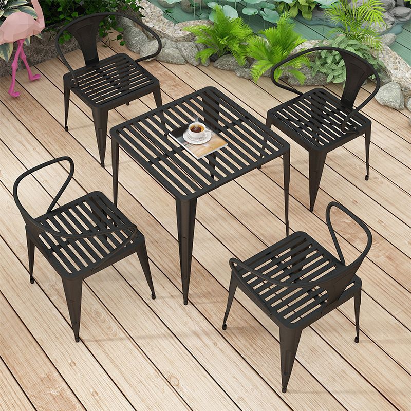 Contemporary Outdoor Dining Table Set 1/5/7 Pcs Metal Dining Set