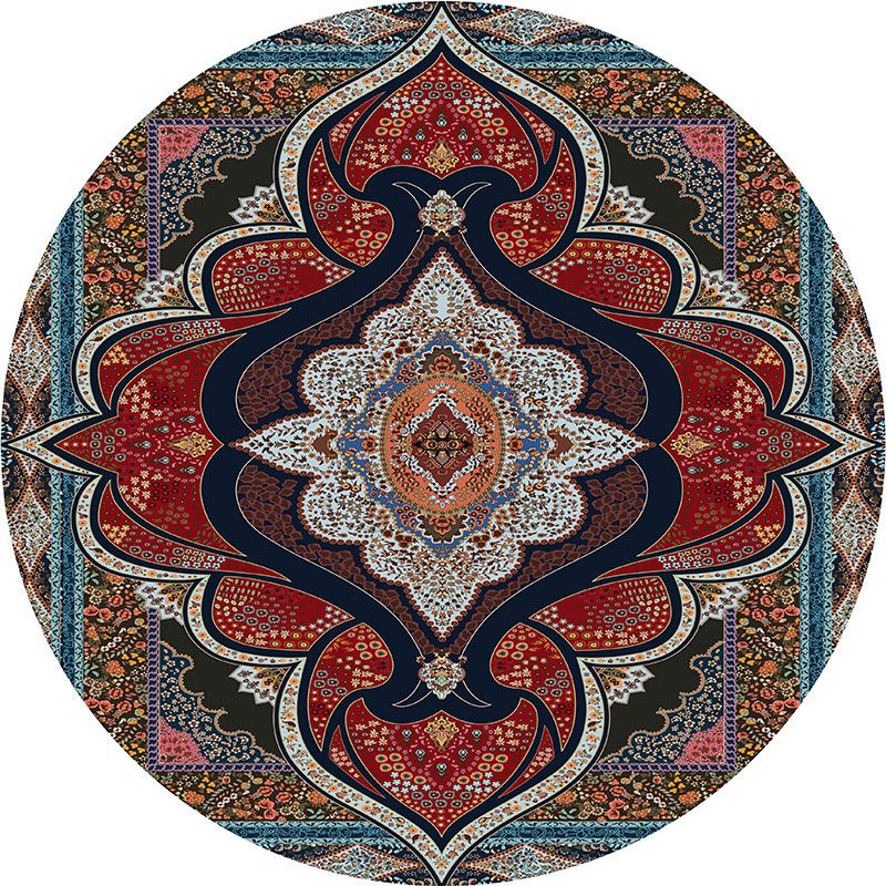 Olden Turkish Folk Art Rug Multi Color Persian Carpet Polyester Anti-Slip Stain Resistant Washable Rug for Room