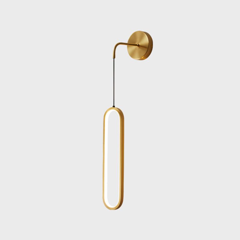 Minimalism LED Wall Sconce Oval Brass Sconce Lighting for Bedroom