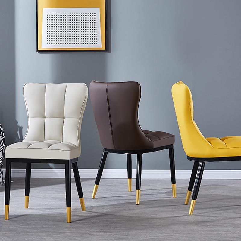 Glam Chair Parsons Chair Leather Dining Furniture in Matte Finish