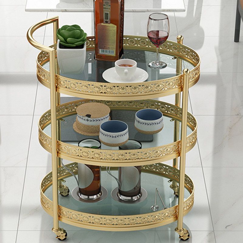 Modern Open Storage Prep Table Oval Dining Room Kitchen Trolley