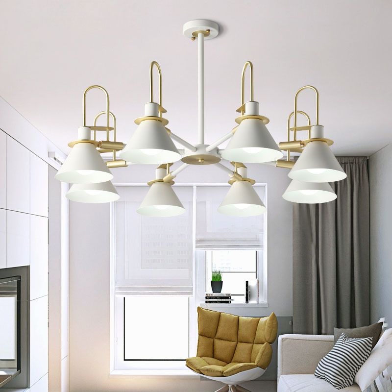 Conical Chandelier Pendant Light Minimalist Style Metal Living Room Suspension Light