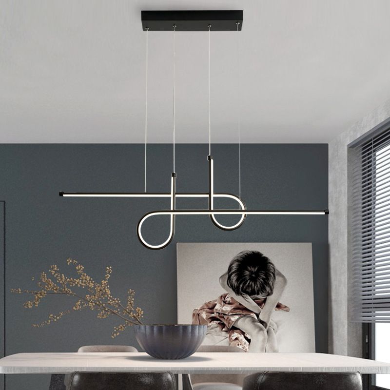 Modern Simplicity LED Island Light Linear 2-Light Pendant Light with Silicone Shade