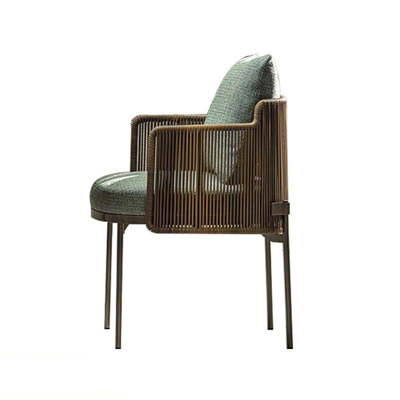 Tropical Patio Dining Side Chair Teak Outdoor Bistro Chairs with Arm