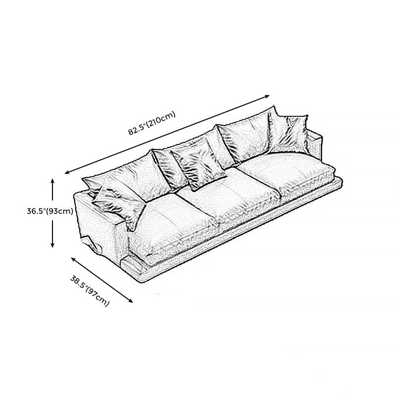Forest Green Genuine Leather Square Arm Settee Furniture with Pillows