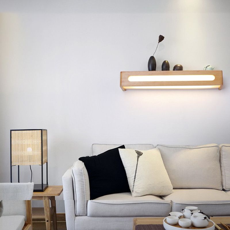 Modern Minimalist Style Rectangle Vanity Wall Light Fixtures Wood Vanity Lights