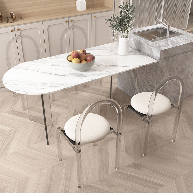Modern Irregular Shape Table Sintered Stone Table with Double Pedestal