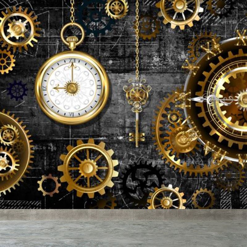 Industrial Metal Look Wallpaper Mural Non-Woven Waterproof Dark Color Wall Art for Room