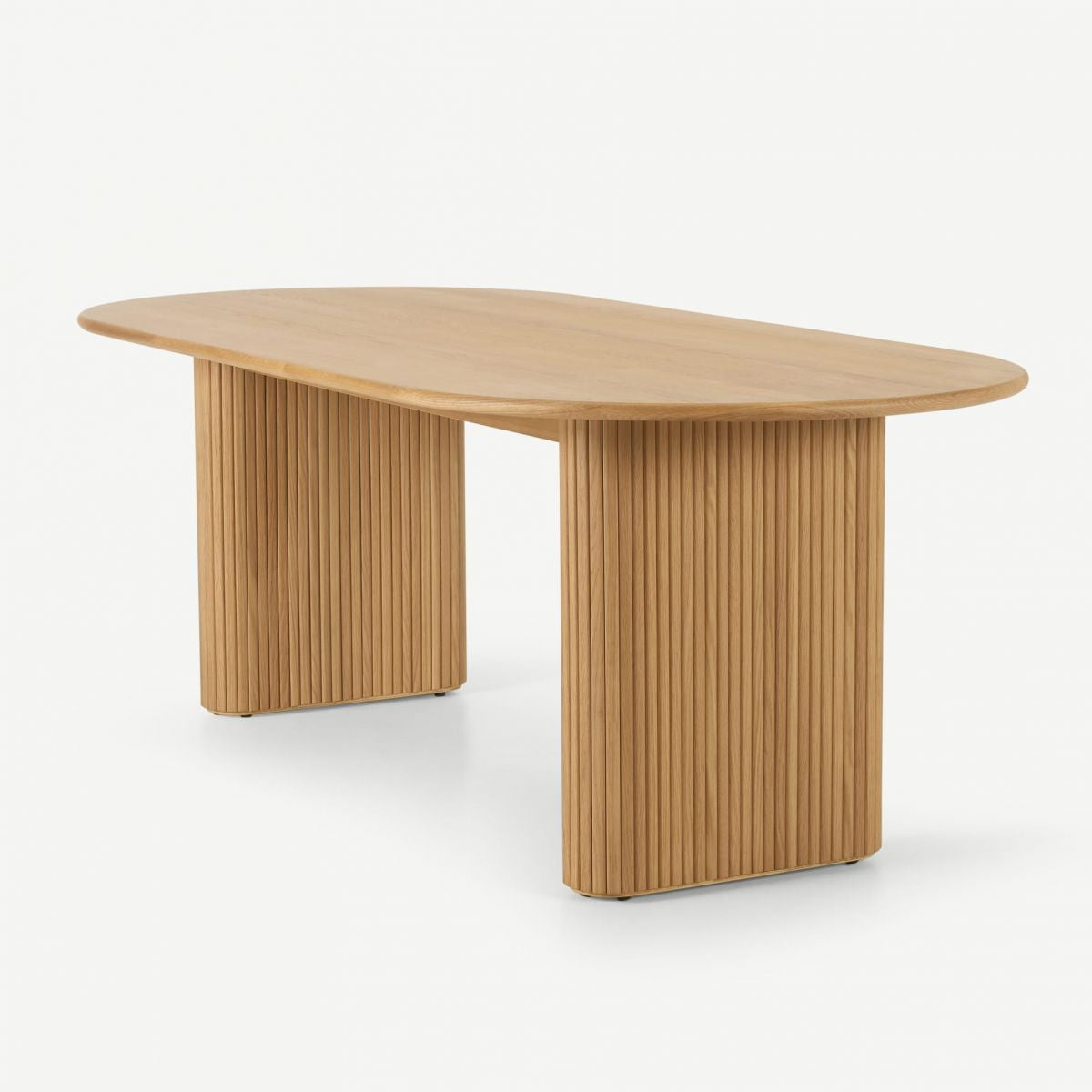 Mesa moderna de doble pedestal oval de madera de madera con madera maciza