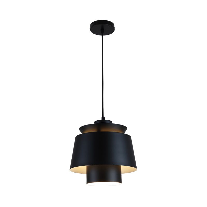 Lámpara de luz colgante de estilo modernista Metálico 1 cabezal Lámpara colgante de sala de estar en negro/gris