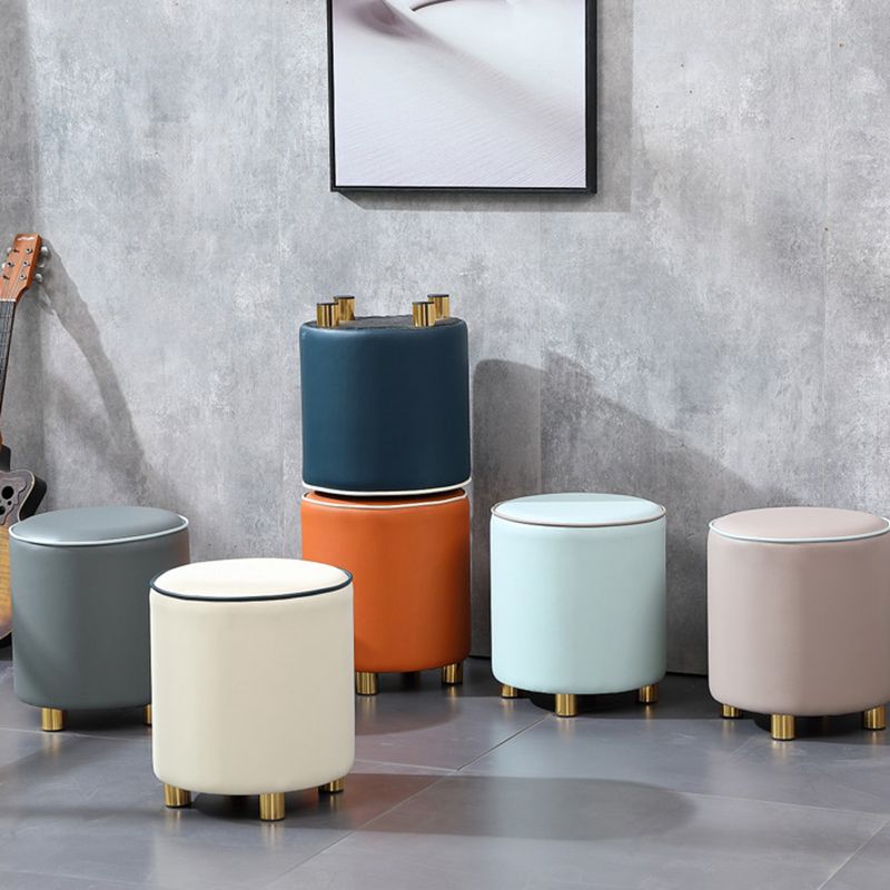 Orange Leather Round Standard Water Resistant Indoor Standard