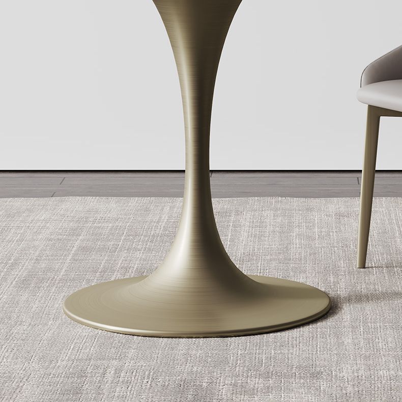 Glam Round Dining Set 1/2/3 Pcs Sintered Stone Dining Table with Armless Chairs