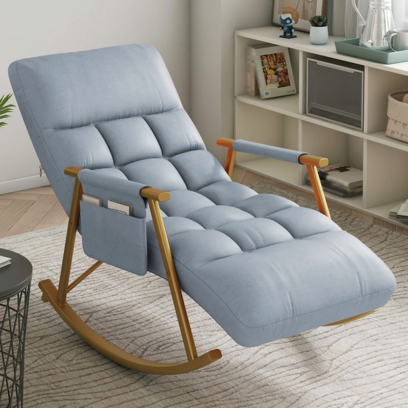 Faux Leather Upholstered Rocking Chair with Storage Rocker in Living Room