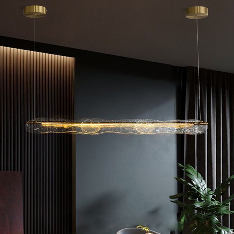 1-Light Island Light Modern Style Linear Shape Glass Shade Pendant Lighting