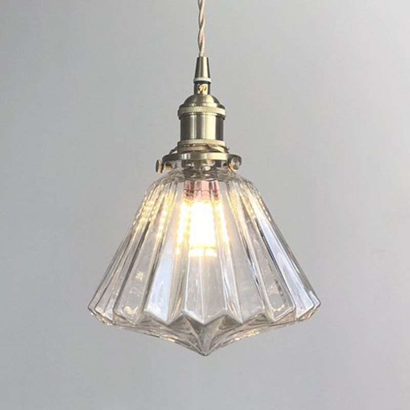 1 Licht hängende Licht im industriellen Schulhaus Anhänger Form Prismatische Glasleuchten