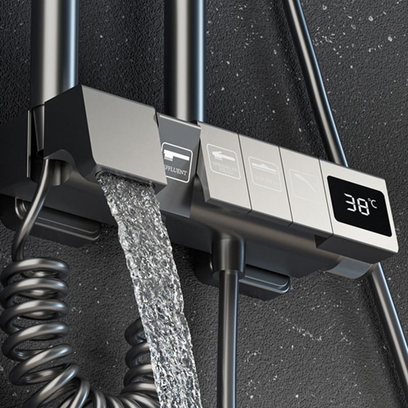 Contemporary Shower Set Slide Bar Dual Shower Head Thermostatic Wall Mounted Shower System