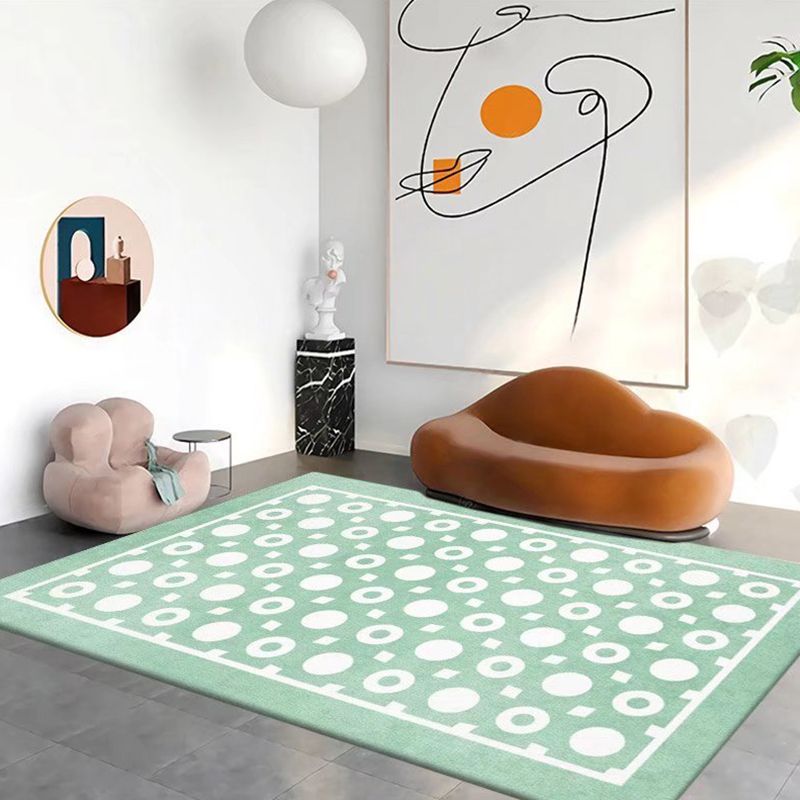 Blue Modern Rug Polyester Check Pattern Rug Stain Resistant Rug for Sitting Room