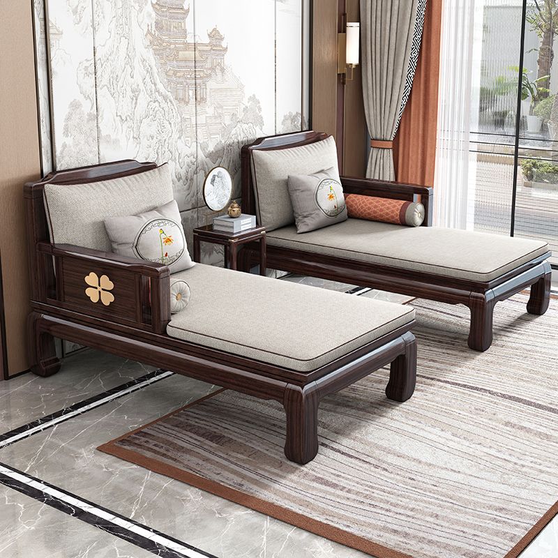 Traditional with Arms Wooden Chaise with Pillow Round Arms for Bedroom Living Room