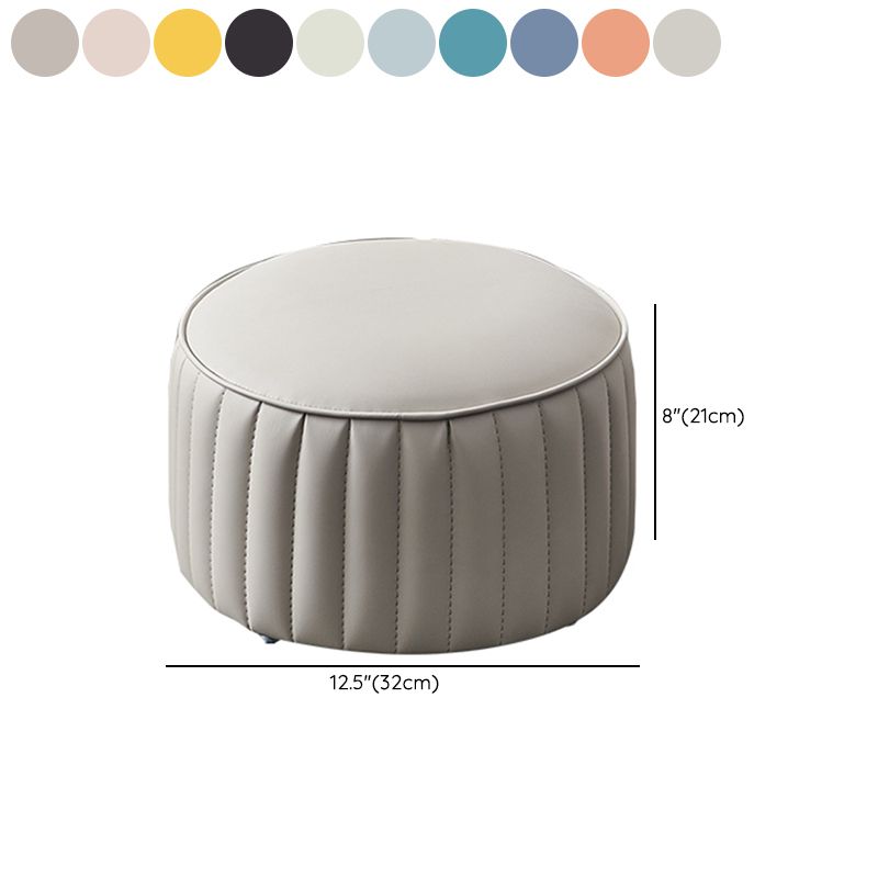 Solid Color Leather Pouf Modern Simple Round Upholstered Footstool