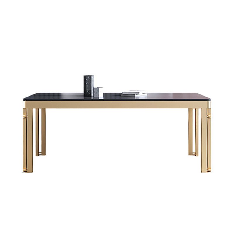 Glam Sintered Stone Home Table Gold Rectangle Dining Table with 4 Legs