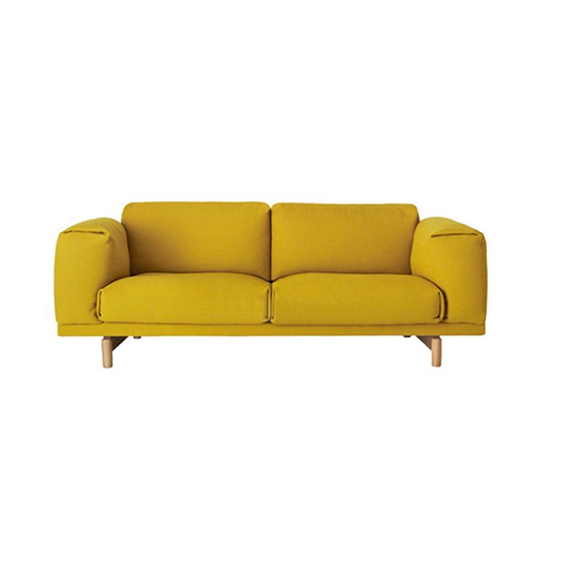 35.43 inch Wide Linen Sofa Square Arm Cushions Sofa in Yellow