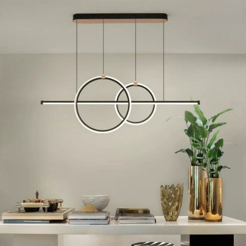 Contemporary 3-Light Golden Kitchen Island Lighting LED Linear Ceiling Light