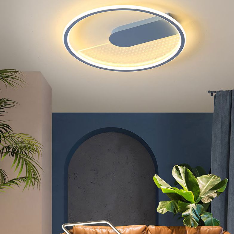 Lampe encastrée ultra fine bleue, plafonnier LED minimaliste en acrylique pour salon