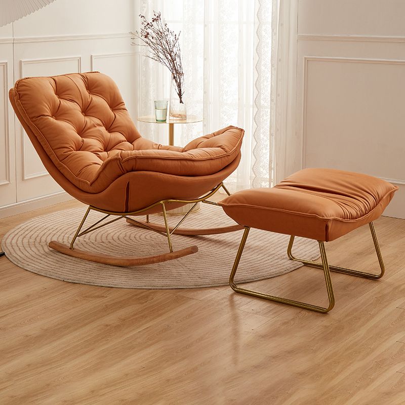 Glam Style Rocking Chair Upholstered Tufted Rocker Chair with Legs