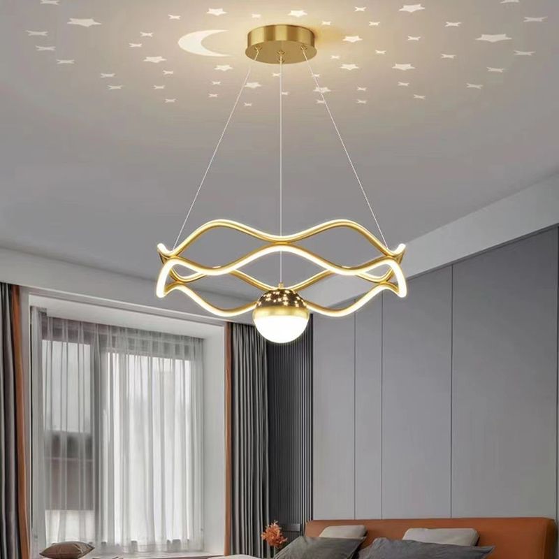 Nordic Linear Chandelier Metal 3 Lights Chandelier Pendant for Living Room