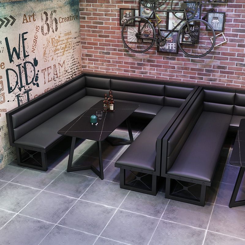 Industrial Sintered Stone Dining Table Black Table with Black Frame for Dining Room